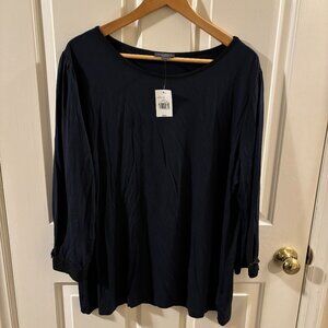 The Limited Women's Navy Blue/Black Rayon Long Sleeve Shirt ~ 1X ~ NWT